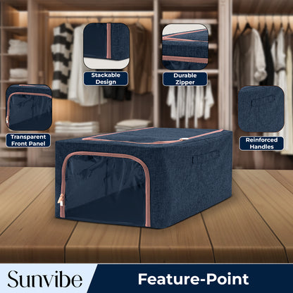 56 L Double-Sided Zipper Storage Box -Blue