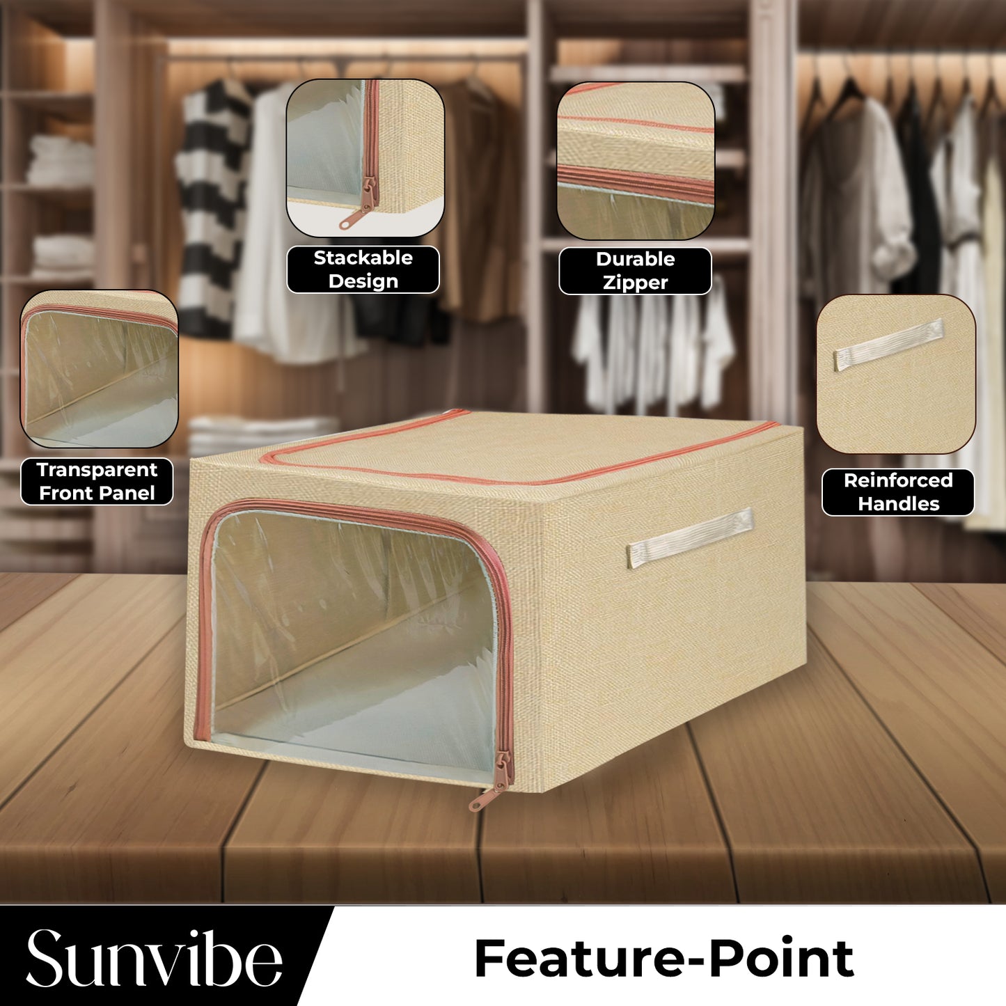 49 L Double-Sided Zipper Storage Box -Beige