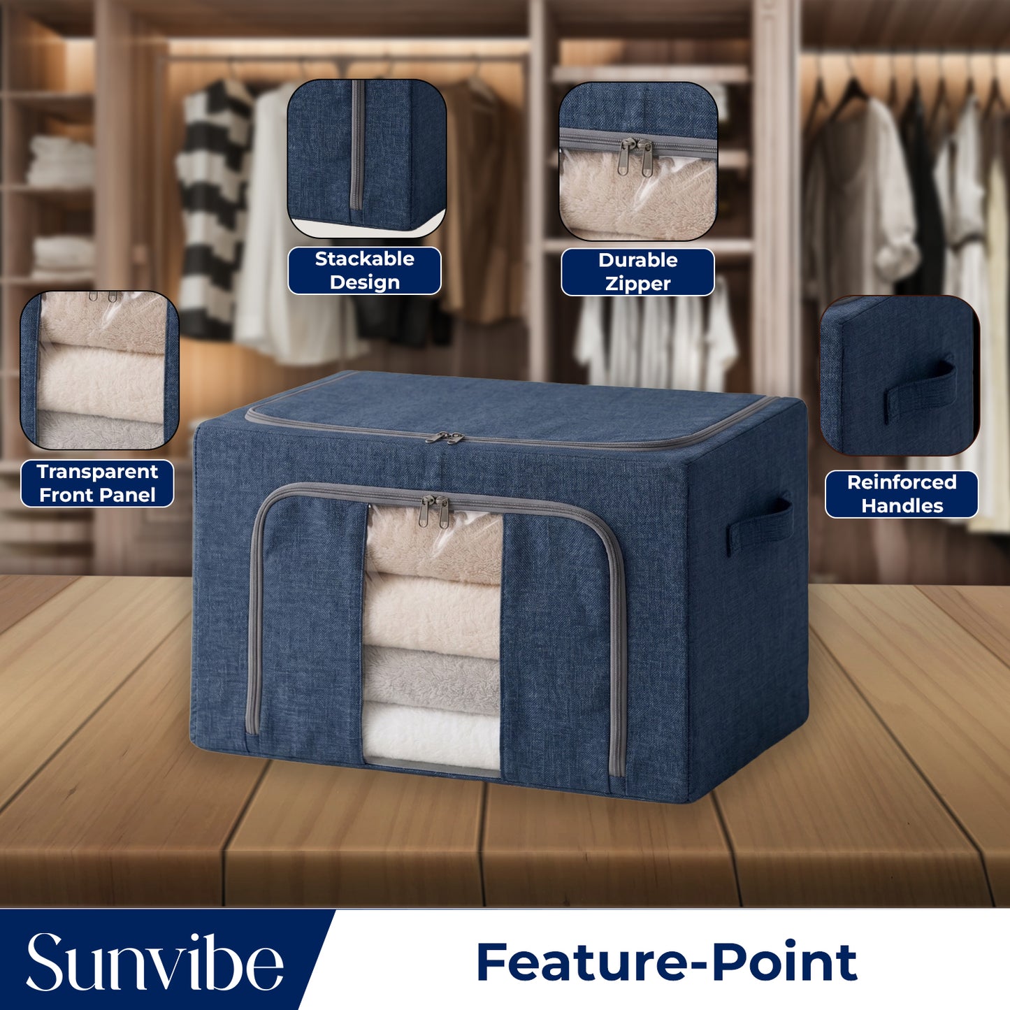 Premium Foldable Blanket & Clothes Storage Bag with Clear Window (Grey)