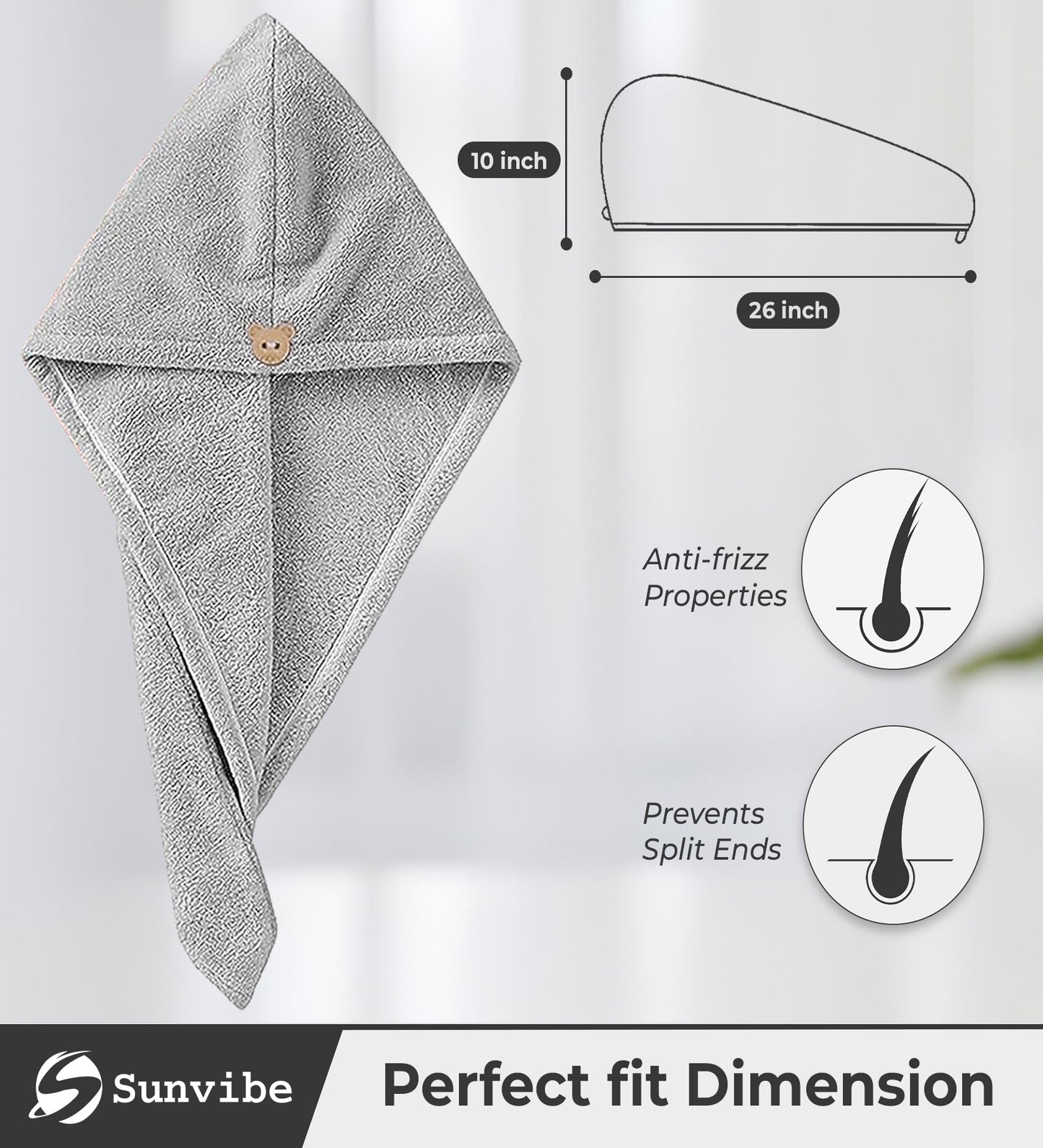 Quick Drying Microfiber 500 GSM Hair Bath Towel (Grey)