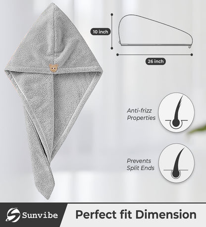 Quick Drying Microfiber 500 GSM Hair Bath Towel (Grey)