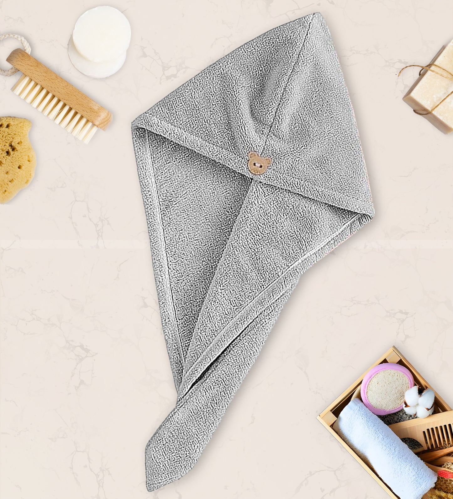 Quick Drying Microfiber 500 GSM Hair Bath Towel (Grey)