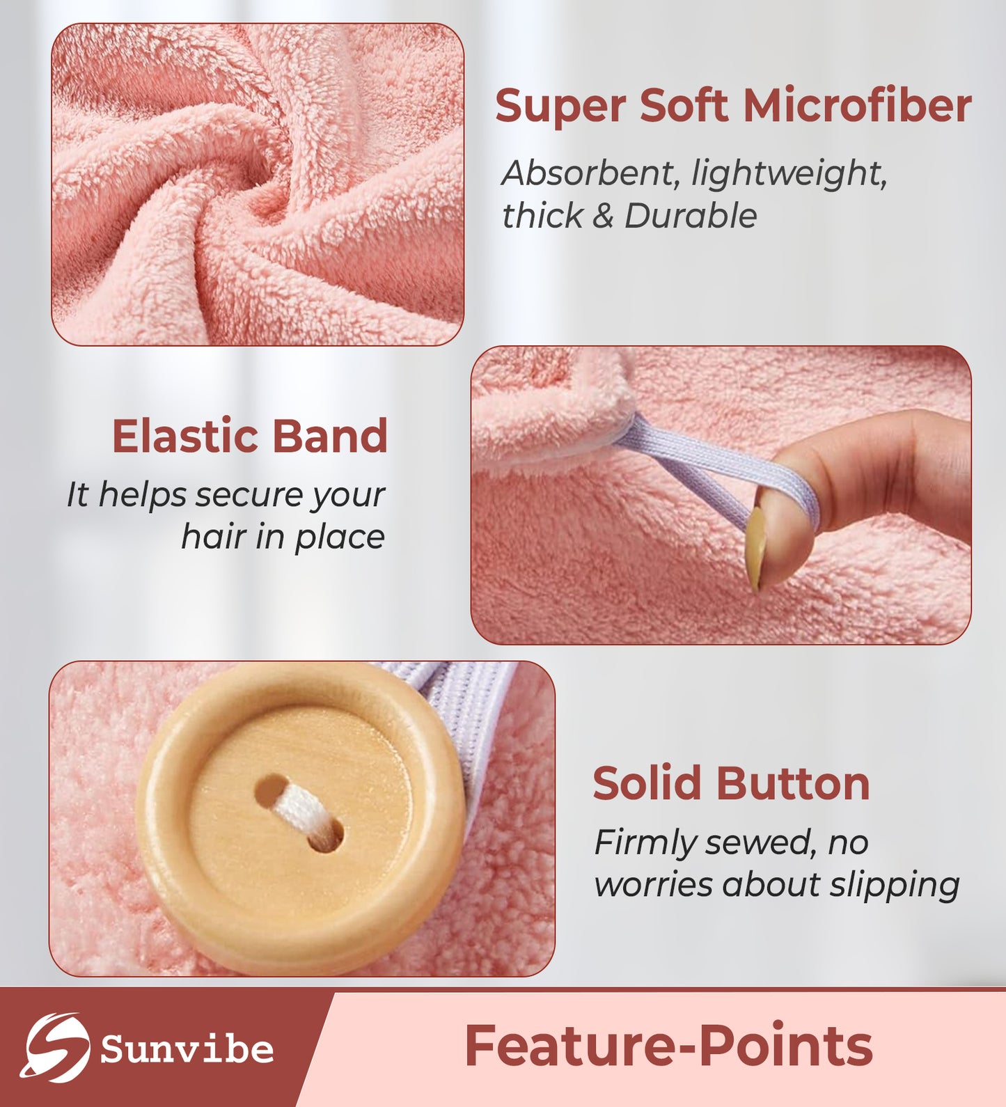 Quick Drying Microfiber 500 GSM Hair Bath Towel (Pink)