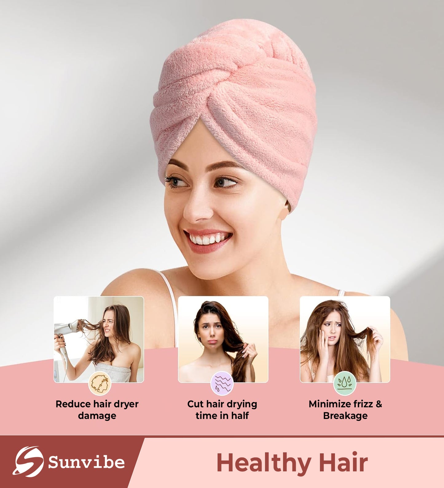 Quick Drying Microfiber 500 GSM Hair Bath Towel (Pink)