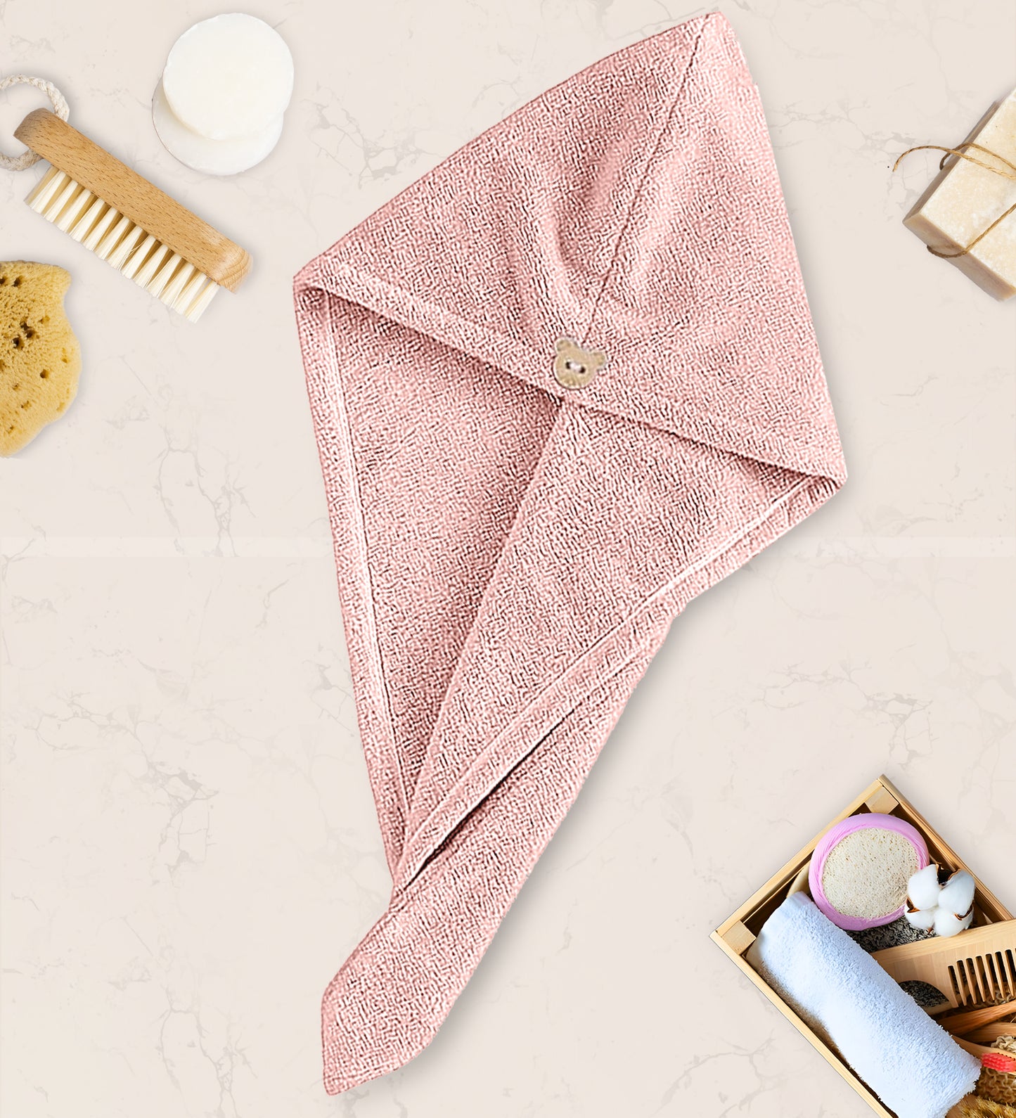 Quick Drying Microfiber 500 GSM Hair Bath Towel (Pink)