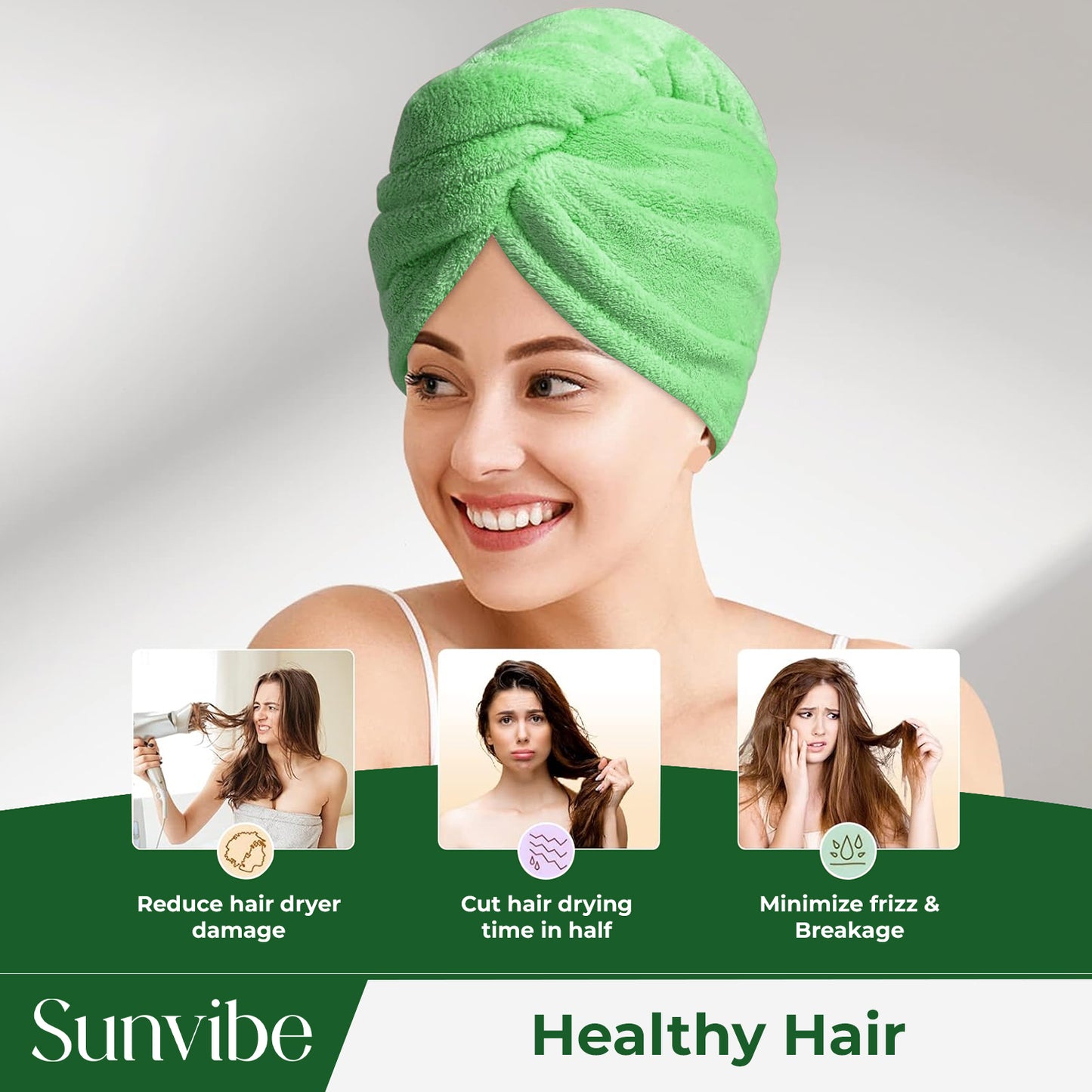 Quick Drying Microfiber 500 GSM Hair Bath Towel (Green)