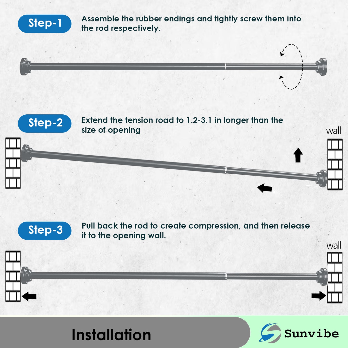Extendable Black Shower Curtain Tension Rod – Non-Drilling & Anti-Skid
