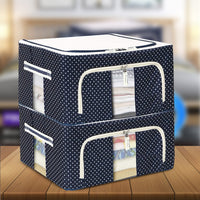 24L Double-Sided Zipper Storage Box – Foldable Organizer for Clothes & More (Blue)