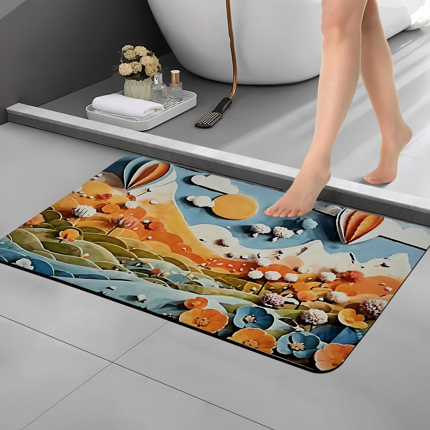 3D Anti-Skid Water-Soaking Mat: Perfect for Your Home (Pink Leaf)