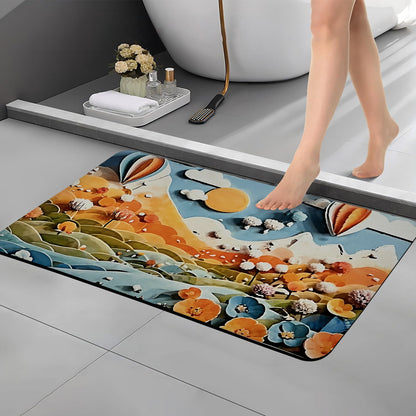 3D Anti-Skid Water-Soaking Mat: Perfect for Your Home (Pink Leaf)