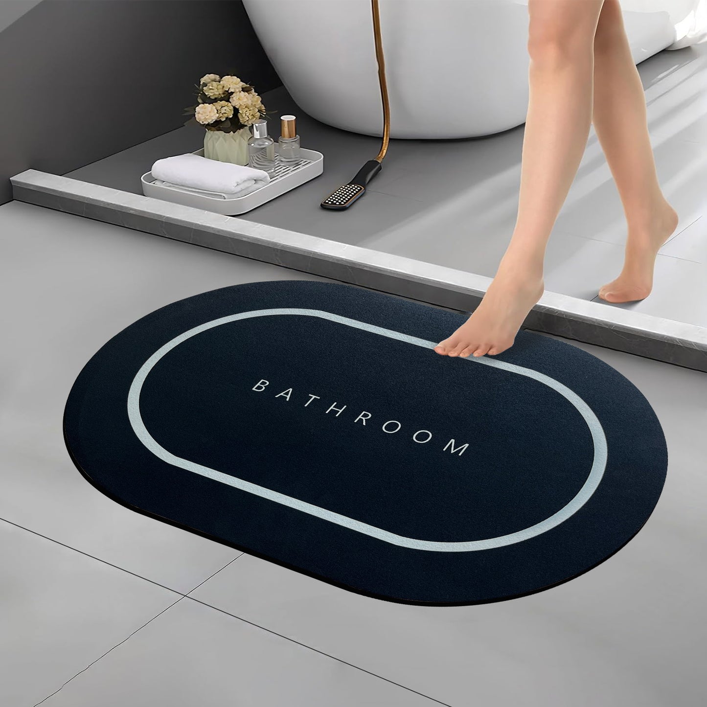 Bath Mat 3.5mm Anti-Skid Water Soaking Bathroom Print Door, Floor Mat