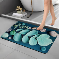 3D Print Bathmat Anti-Skid Water Soaking Leaf Pattern Bathroom Mat