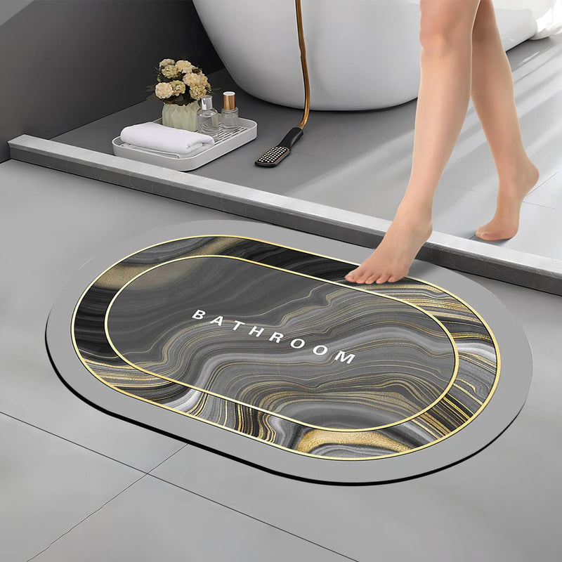 Bath Mat 3.5mm Anti-Skid Water Soaking Bathroom Print Door, Floor Mat (Marble Print)