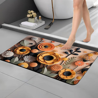 3D Anti-Skid Water-Soaking Mat: Perfect for Your Home (Pink Leaf)