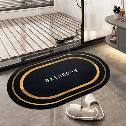 Bath Mat 3.5mm Anti-Skid Water Soaking Bathroom Print Door, Floor Mat.