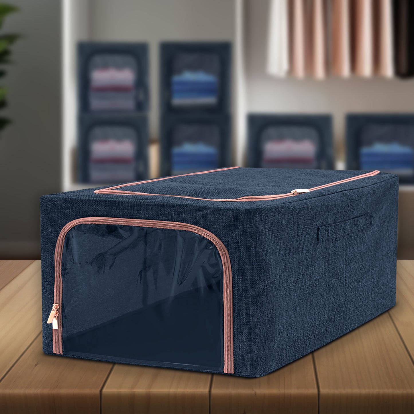 56 L Double-Sided Zipper Storage Box -Blue