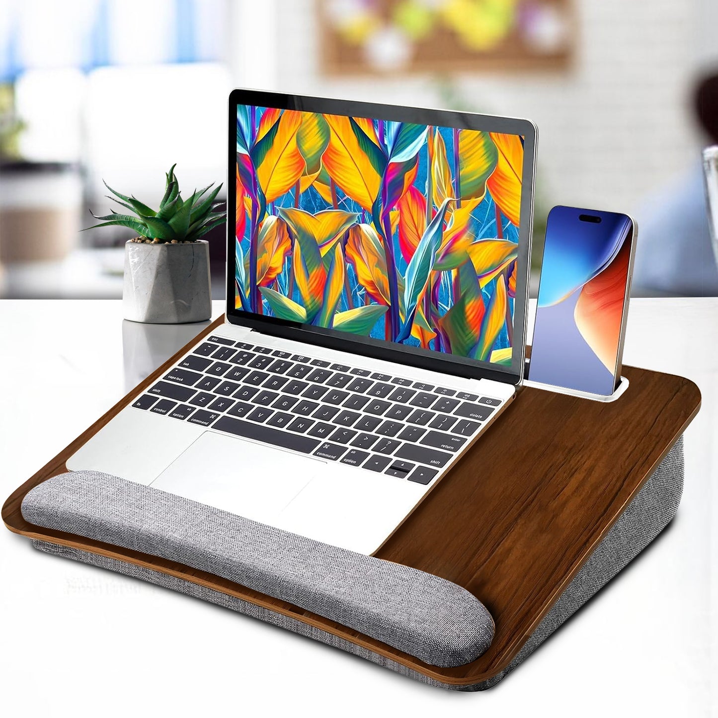 Portable Laptop Lapdesk with Soft Wrist Pad and Handy Storage Pocket, Fits up to 15.6 inch Laptop