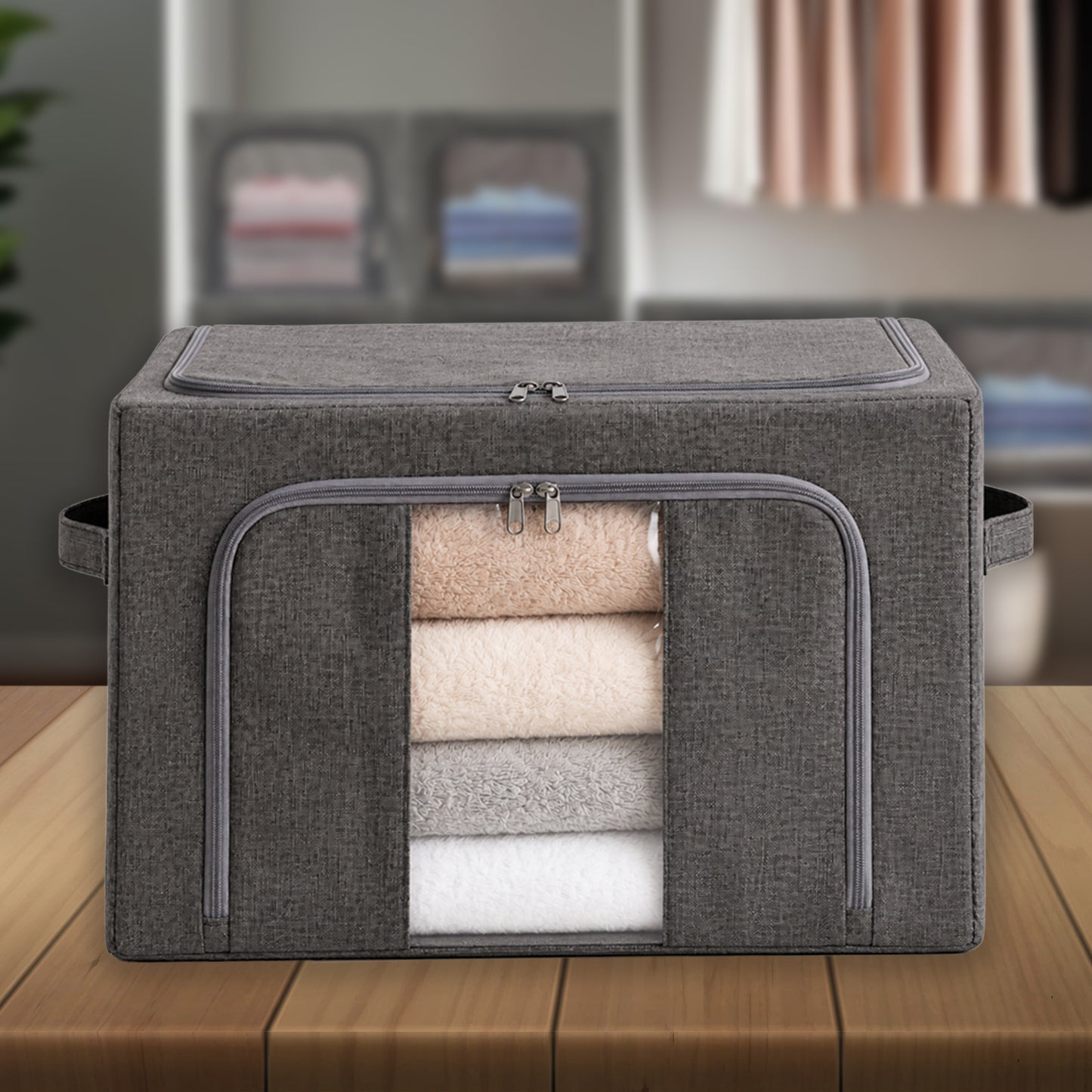 Premium Foldable Blanket & Clothes Storage Bag with Clear Window