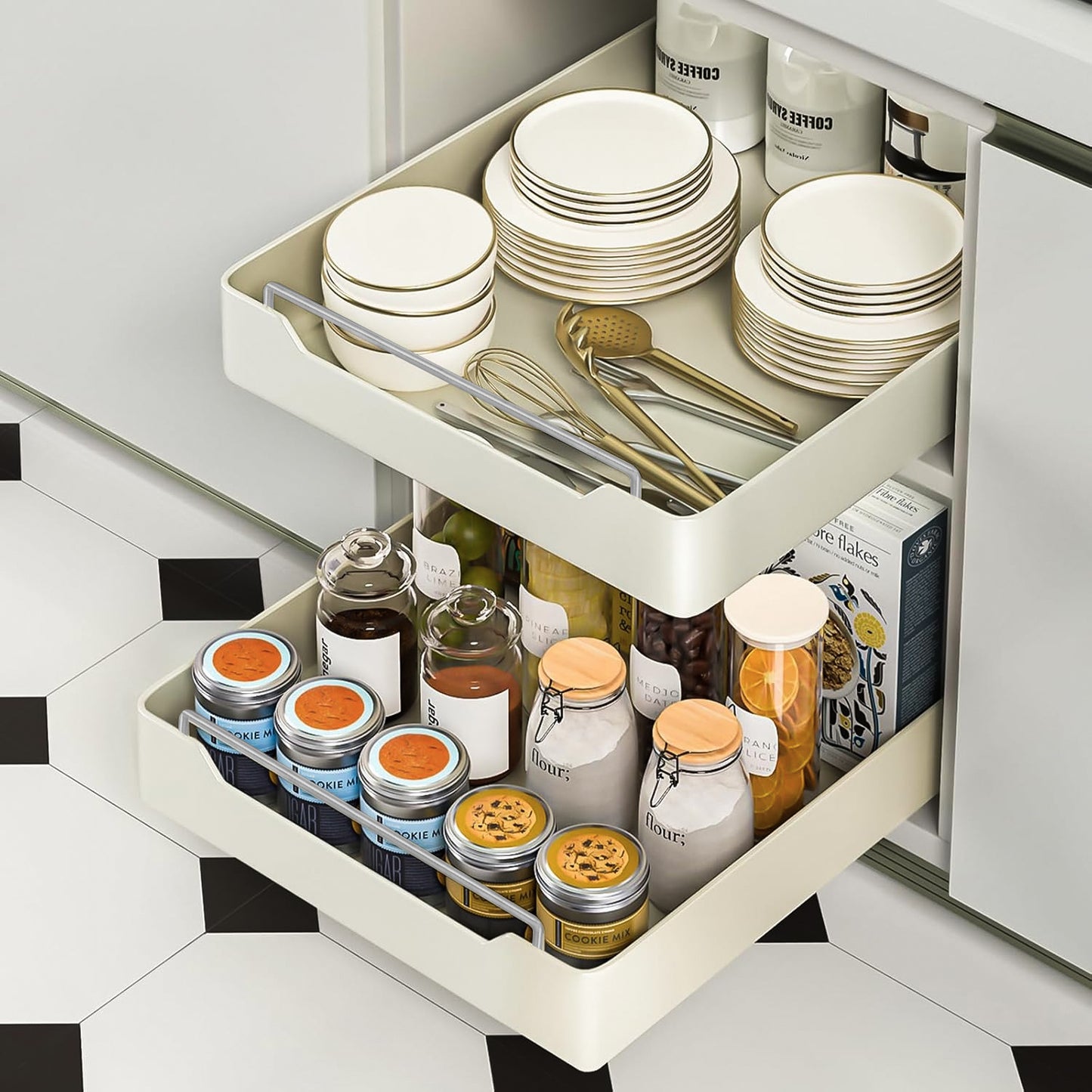 Pull-Out Cabinet Basket – Space Saver Organizer for Home