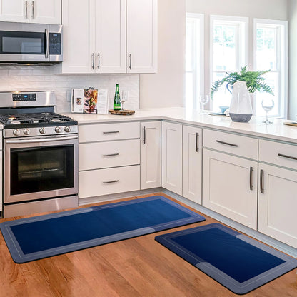 Kitchen Floor Mat 3.5mm (120x40cm & 40x60cm, Blue-2 Pieces)