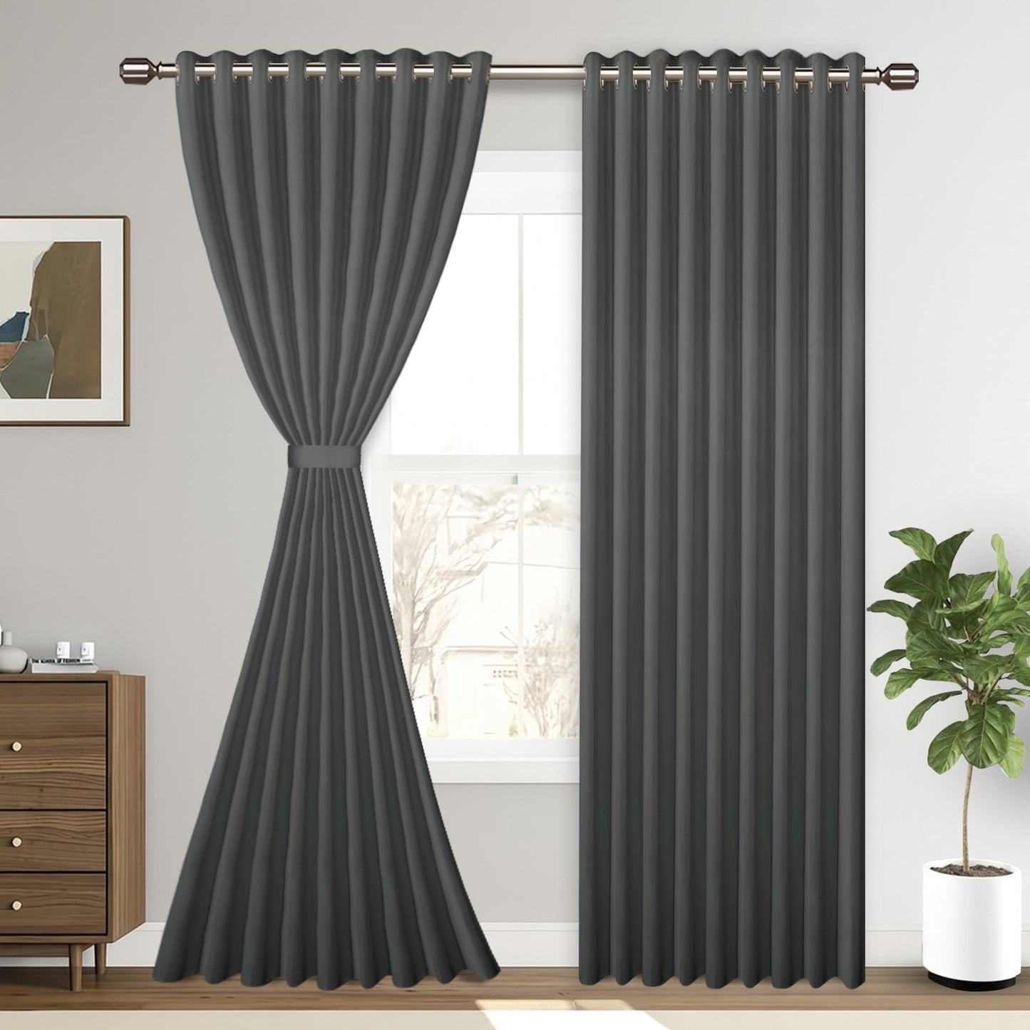 Premium Blackout Curtains – Heavy-Duty Adjustable Curtain Rod, Durable Metal Build, Easy Installation, Ideal for Bedroom, Living Room & Door Windows, Light-Blocking & Noise-Reducing Drapes