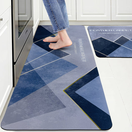 Kitchen Floor Mat 3.5mm (120x40cm & 40x60cm, Feather Print-2 Pieces)