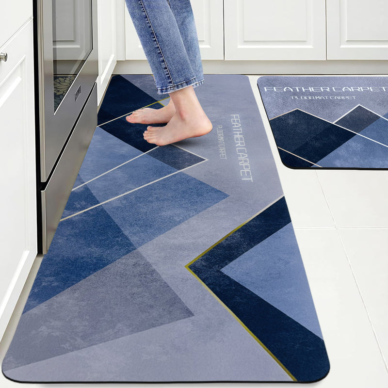 Kitchen Floor Mat 3.5mm (120x40cm & 40x60cm, Feather Print-2 Pieces)
