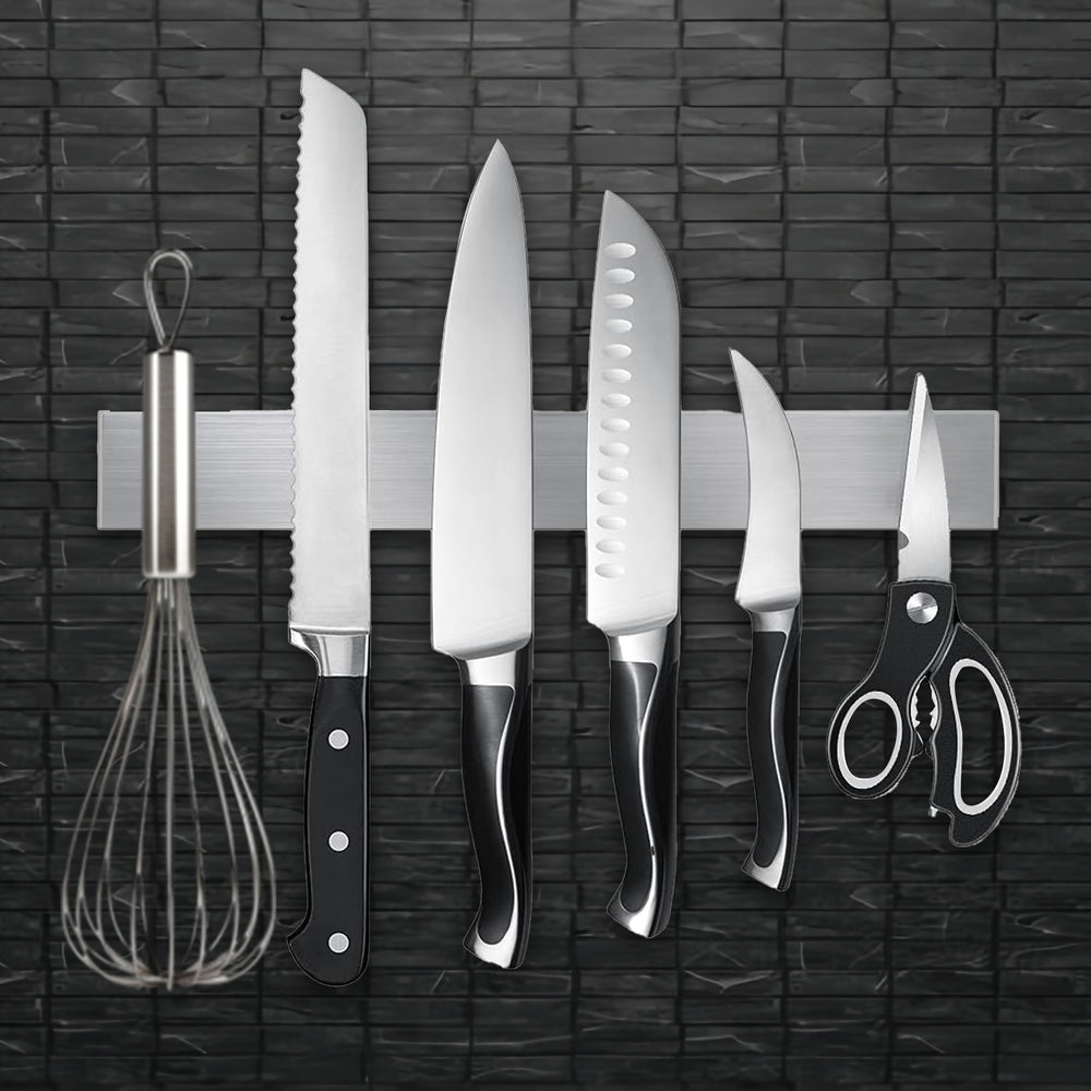 Sunvibe Magnetic Knife Strip – Wall Mounted Knife Bar with Strong Magnet | Adhesive Mount, No Drilling | Space-Saving Kitchen Organizer & Multi-Purpose Tool Holder for Home & Restaurant