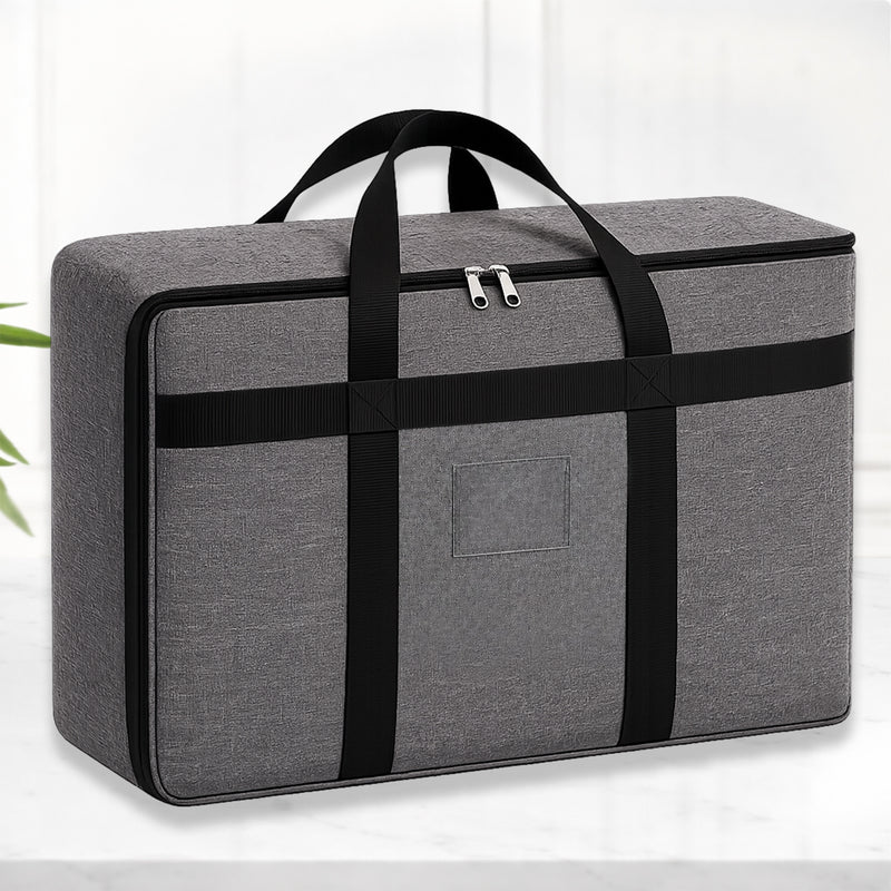 Sunvibe® Large Storage Bag for Clothes, Blankets & Comforters | Foldable Wardrobe Organizer with Strong Handles & Durable Zipper | Dustproof Storage Organizer for Sarees, Quilts, Pillows & Seasonal Clothing | Grey