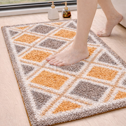 3D Microfiber Floor Mat | Ultra Soft & Super Absorbent Bath Mat | Anti-Slip Backing | Quick Dry Washable Rug for Bathroom, Kitchen & Bedroom (diamond)