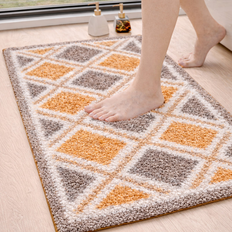 3D Microfiber Floor Mat | Ultra Soft & Super Absorbent Bath Mat | Anti-Slip Backing | Quick Dry Washable Rug for Bathroom, Kitchen & Bedroom (diamond)