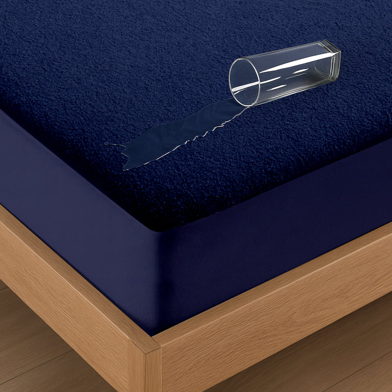 Mattress Protector – Waterproof, Breathable & Soft Cotton Navy-blue