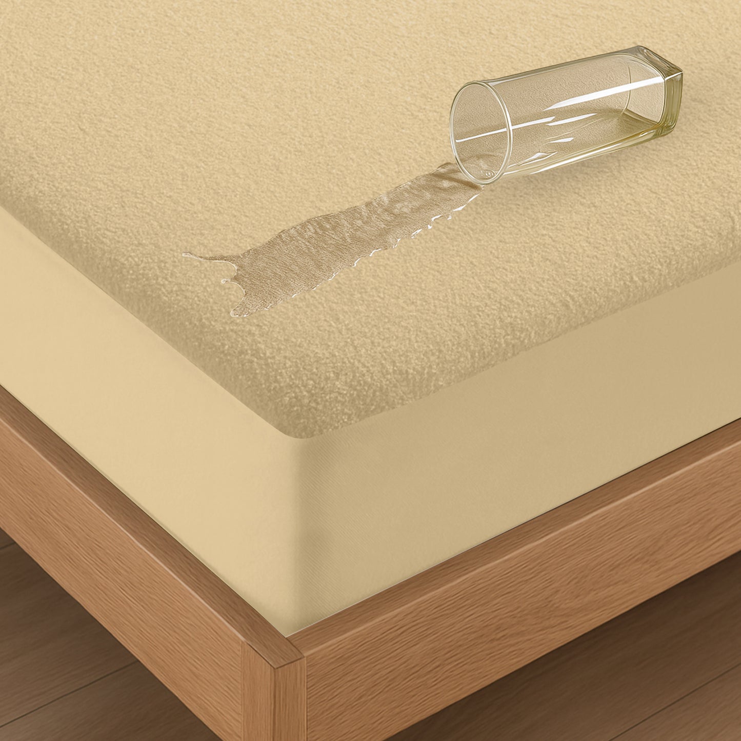 Mattress Protector – Waterproof, Breathable & Soft Cotton(Beige)