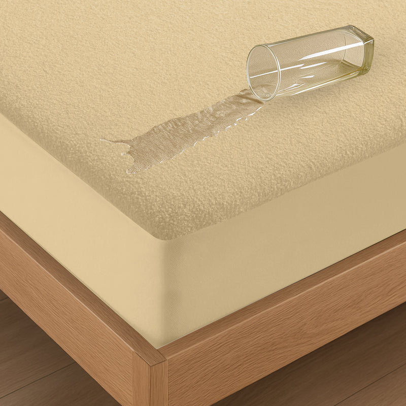 Mattress Protector – Waterproof, Breathable & Soft Cotton(Beige)