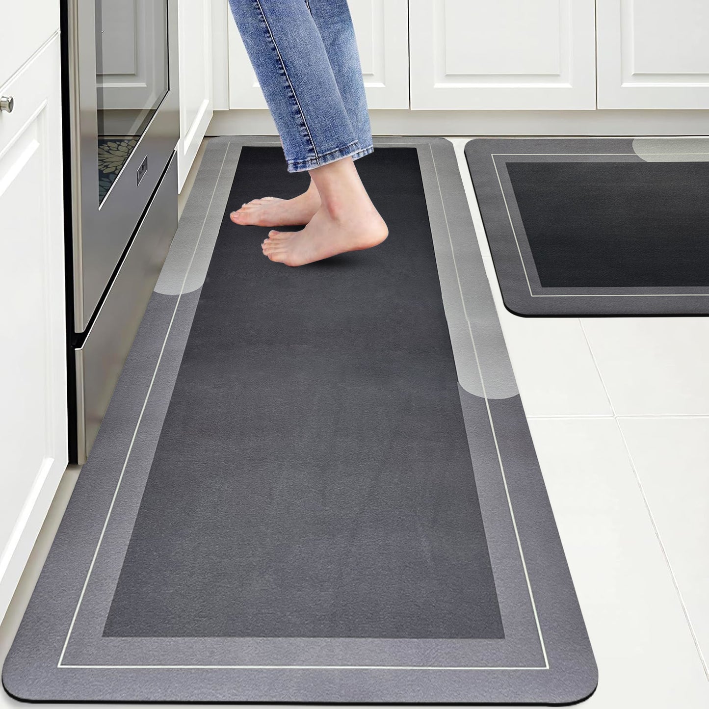 Kitchen Floor Mat 3.5mm (120x40cm & 40x60cm, Grey)