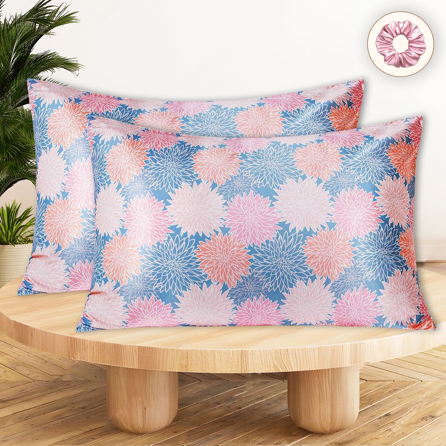 Sunvibe 3D Printed Pillow Cover for Bedroom | Soft & Durable Microfiber Cushion Cover | Fade-Resistant, Skin-Friendly, Hidden Zipper | Decorative Pillowcase for Sofa & Bed-1 free Scrunchie