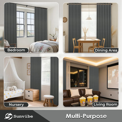 Premium Blackout Curtains – Heavy-Duty Adjustable Curtain Rod, Durable Metal Build, Easy Installation, Ideal for Bedroom, Living Room & Door Windows, Light-Blocking & Noise-Reducing Drapes