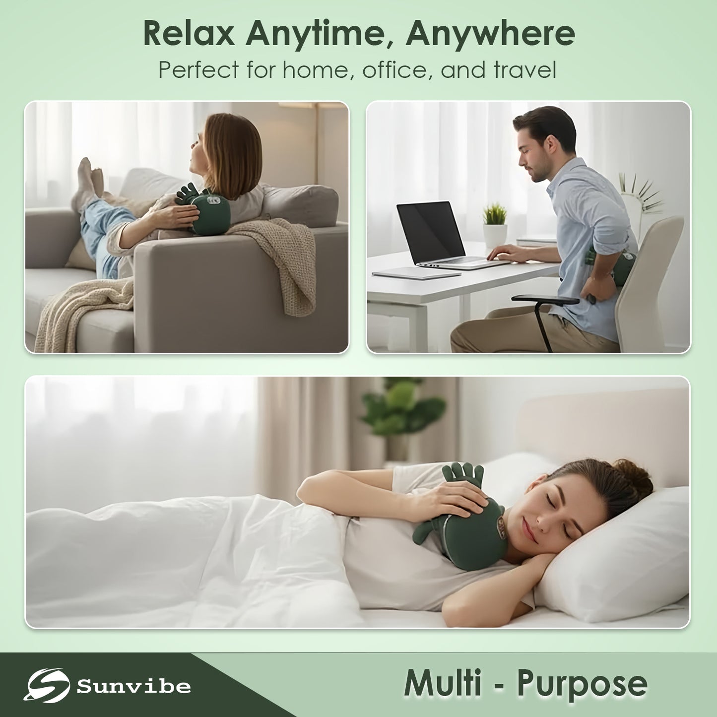 Sunvibe® Bionic Heated Neck & Back Massager | Wireless Portable  Massager with 4D Deep Tissue Kneading & Heat Therapy | Electric Muscle Pain Relief & Relaxation Device