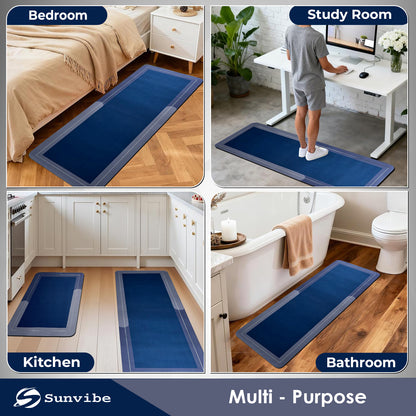 Kitchen Floor Mat 3.5mm (120x40cm & 40x60cm, Blue-2 Pieces)