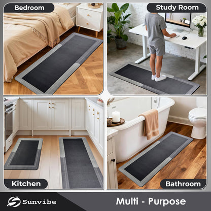 Kitchen Floor Mat 3.5mm (120x40cm & 40x60cm, Grey-2 Pieces)