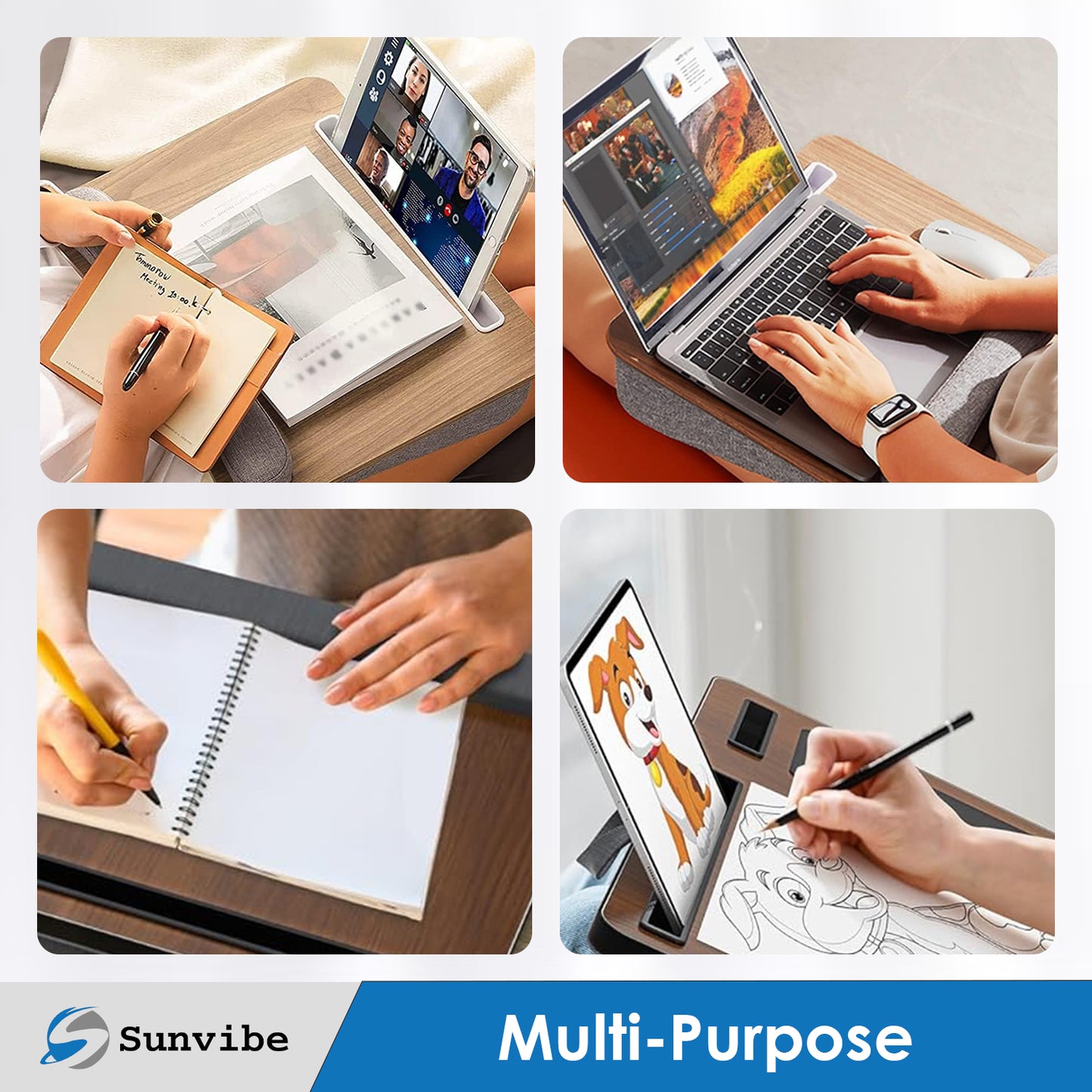 Portable Laptop Lapdesk with Soft Wrist Pad and Handy Storage Pocket, Fits up to 15.6 inch Laptop
