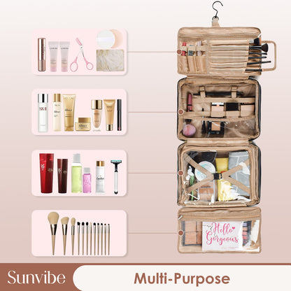 Waterproof PU Leather Hanging Toiletry & Makeup Organizer for Women