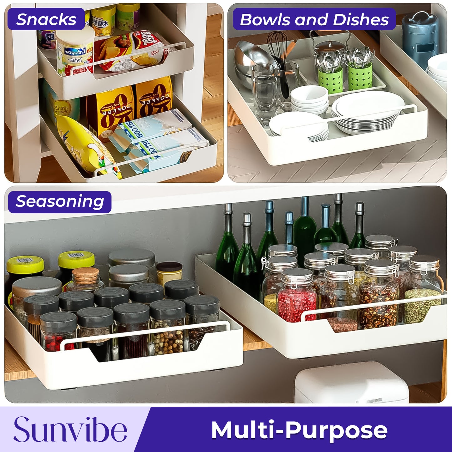 Pull-Out Cabinet Basket – Space Saver Organizer for Home