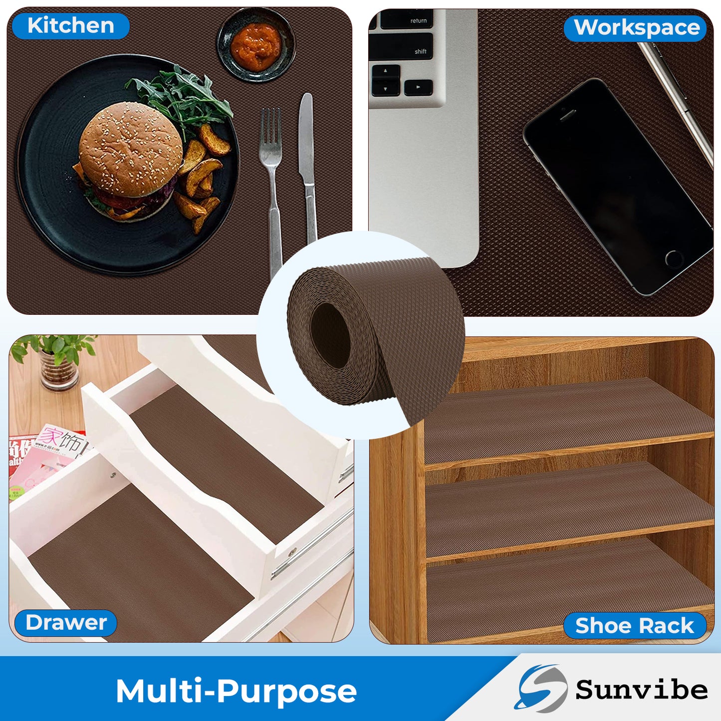 Drawer Cabinet Almirah Mat (45cm X 500cm) Waterproof Washable Mats (Coffee)