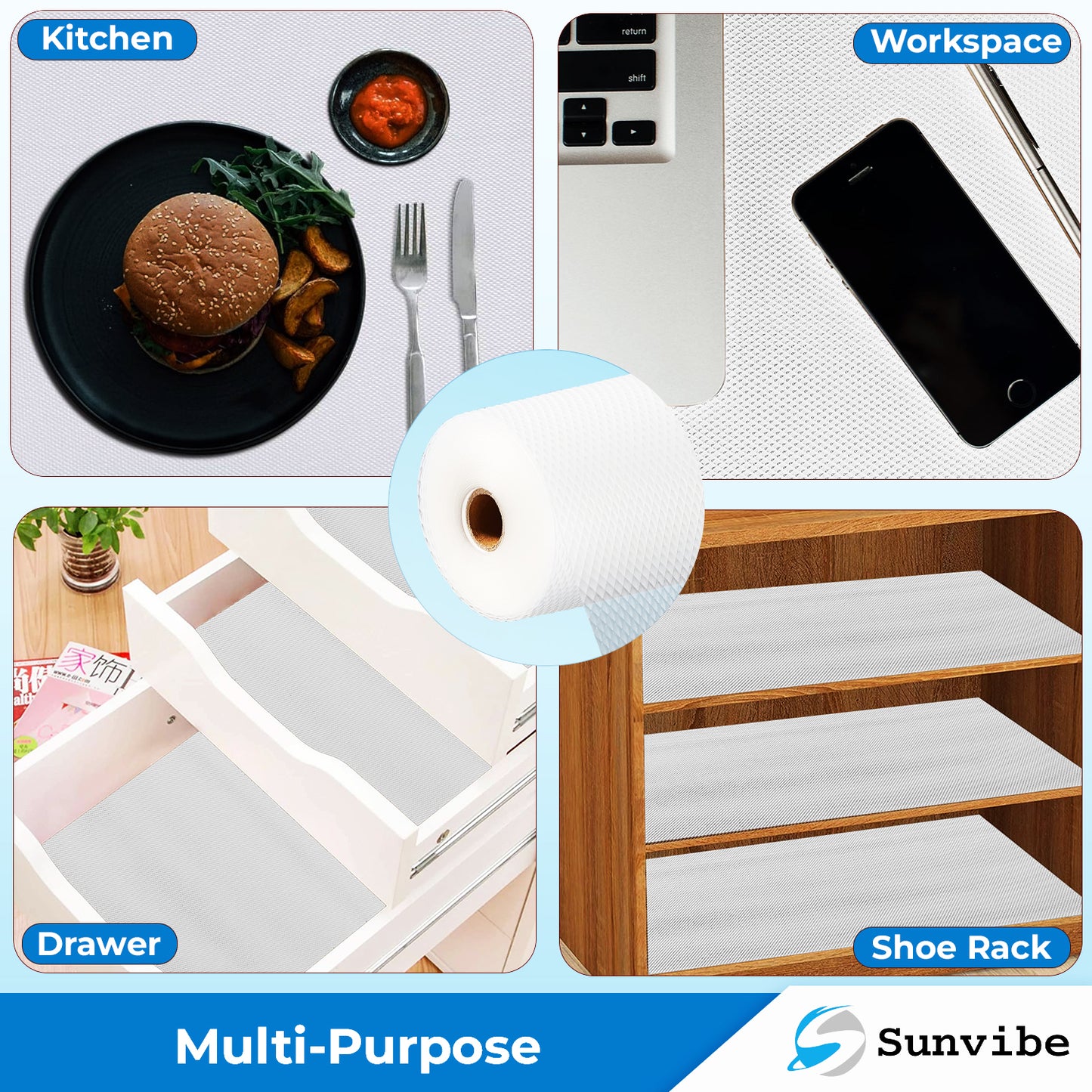 Drawer Cabinet Almirah Mat (45cm X 300cm) Waterproof Washable Mats (White)
