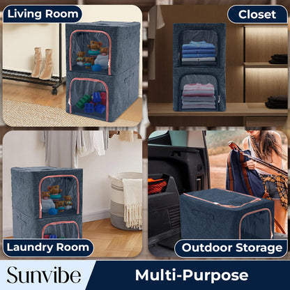 56 L Double-Sided Zipper Storage Box -Blue