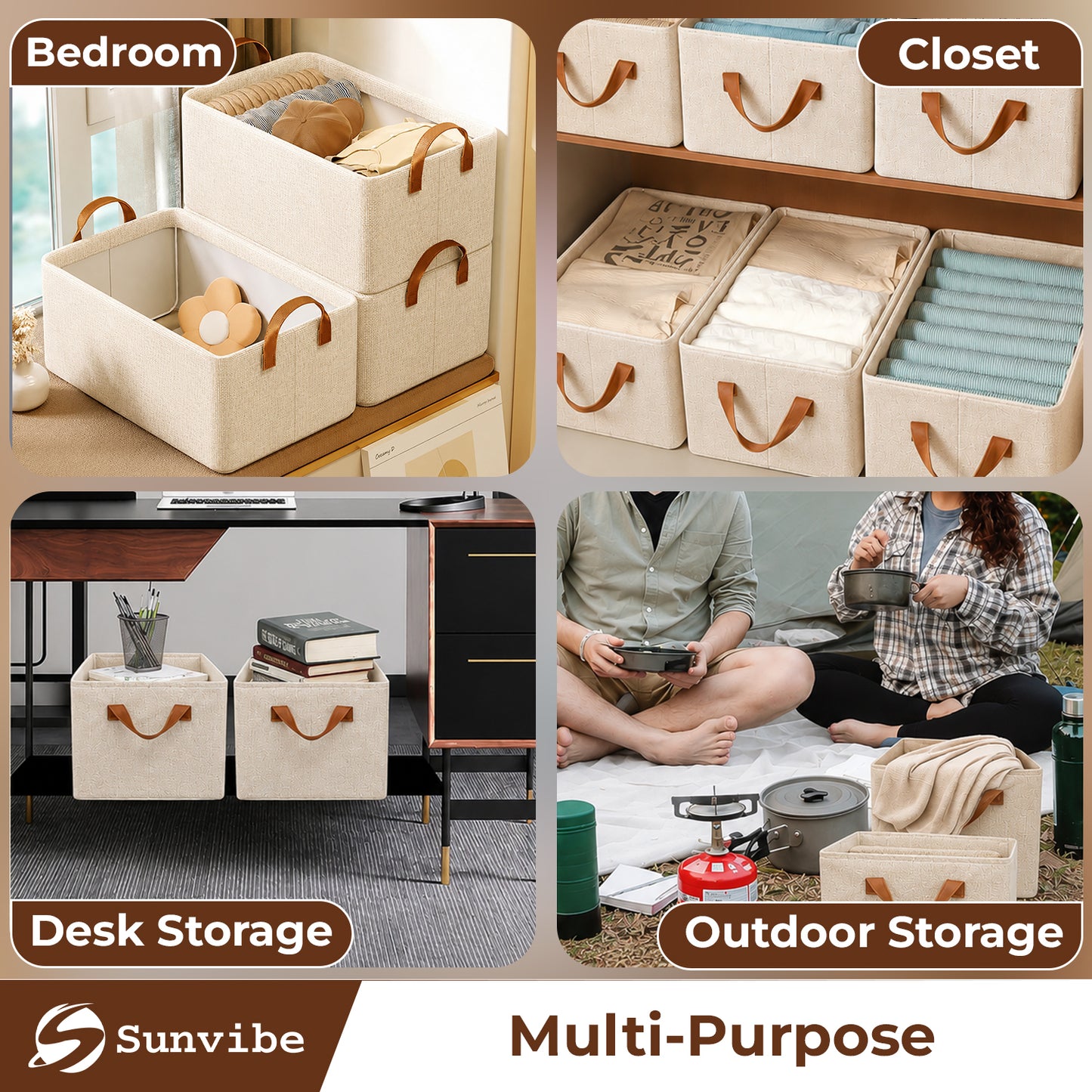 Foldable Wardrobe Organizer with Durable Handle (White)