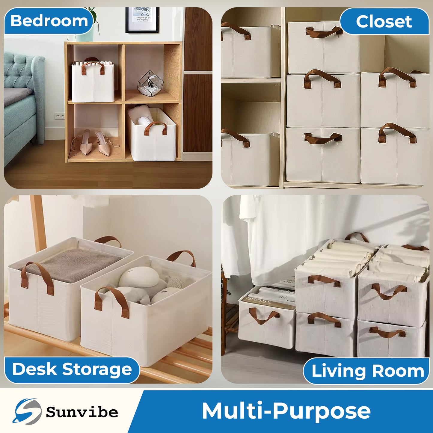 Foldable Wardrobe Organizer with Durable Handle (White)