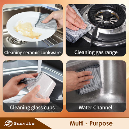 Sunvibe Non-Scratch Dish Wash Scrubber Cloth (10 Pcs) | Multipurpose Dish Cleaning Rags