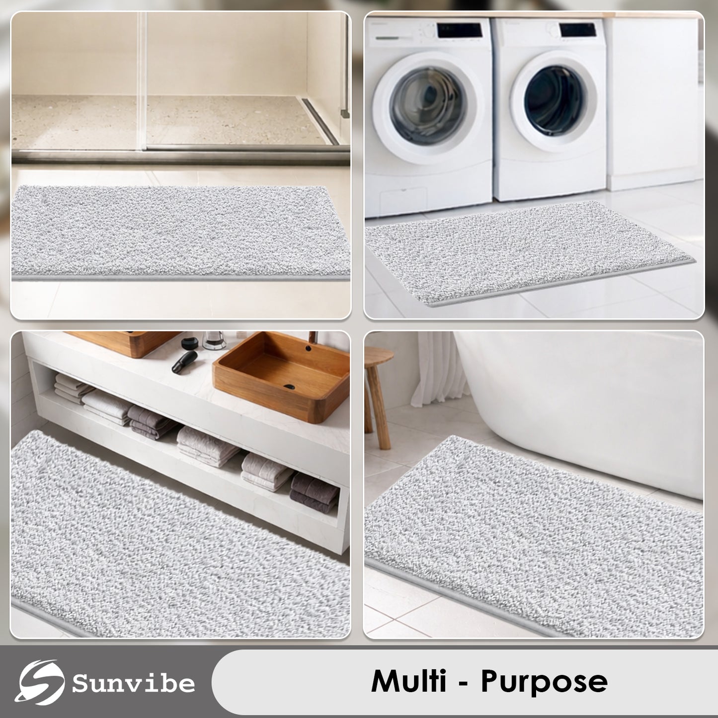 Sunvibe Premium Microfiber Floor Mat – Super Soft, Highly Absorbent & Quick Dry | Anti-Slip Multipurpose Mat for Bathroom, Kitchen & Bedroom (40 x 60 cm)